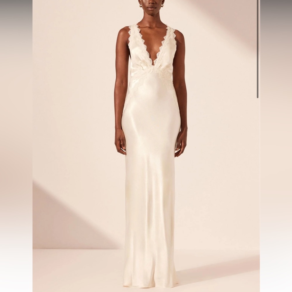 La Lune Lace Cross Back Maxi Dress - Cream - Picture 2 of 4